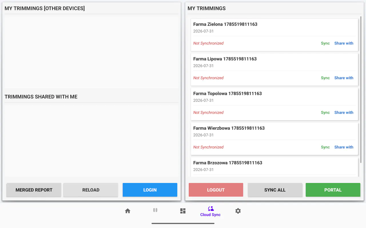Cloud Sync in Cownt — syncing trimmings across devices and sharing the data with the farmer — Cloud Sync